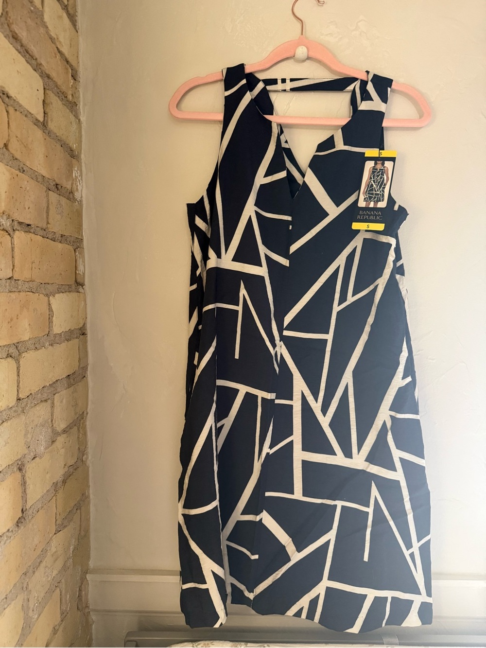 Banana Republic Navy & White Geometric Sleeveless Dress Women’s Small
